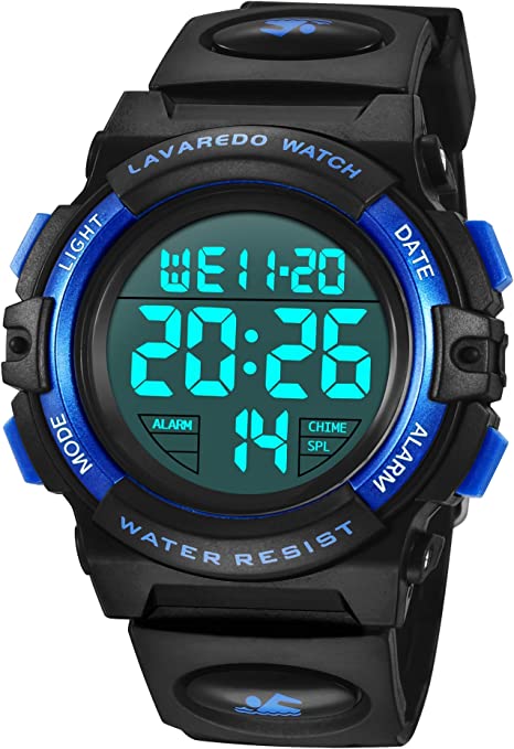 Kids Watch,Boys Watch for 3-15 Year Old Boys,Digital Sport Outdoor Multifunctional Chronograph LED 50 M Waterproof Alarm Calendar Analog Watch for Children with Silicone Band