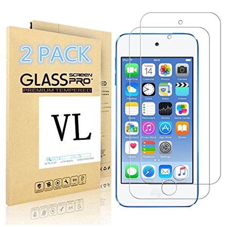 iPod Touch Screen Protector, VL [Tempered Glass] for Apple iPod Touch 6th, 5th Generation, [Scratch Resist] [Bubble-Free] 0.2mm Ultra Thin 9H Hardness High Definition Premium Tempered Glass (2 PACK)