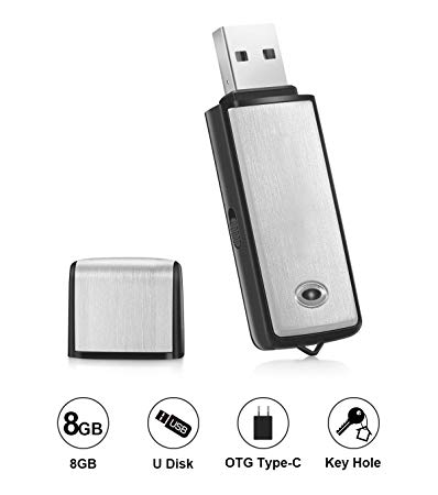 Trustin voice recorder Usb Flash Drive 128Kbps Digital Voice Recording 8gb No Flashing Light When Recording,Compatible with Windows and for Mac,Android OTG Mini record