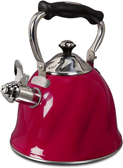 Gibson Alderton 2.3 Quart Whistling Tea Kettle, Red