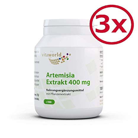 Vita World 3 Pack Artemisia annua extract 400mg 3 x 100 Capsules (sweet wormwood, artemisinin) Made in Germany
