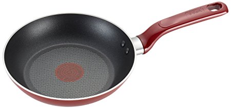 T-fal C51405 Excite Nonstick Thermo-Spot Dishwasher Safe Oven Safe PFOA Free Fry Pan Cookware, 10.25-Inch, Red