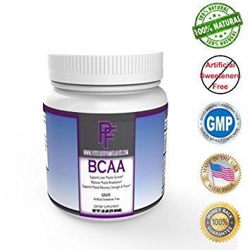 Physique Formula BCAA Powder-Artificial Sweetener Free Branched Chain Amino Acids Powder, Natural BCAAS With Glutamine & Stevia. Grape Flavor