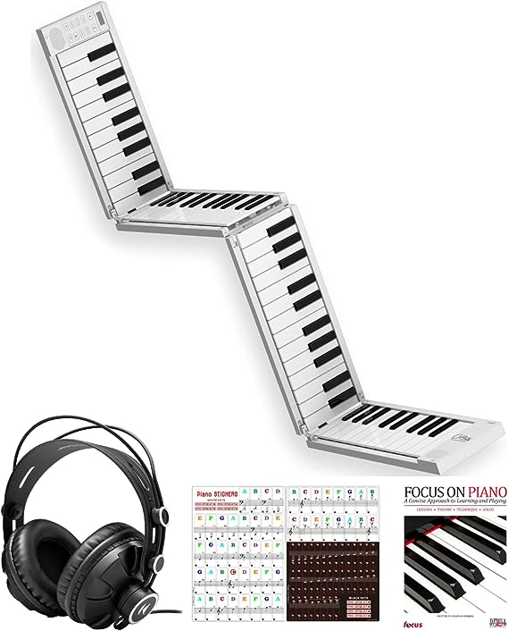 Carry-On 88-Key Foldable Digital Piano Bundle with Knox Gear Headphones, Learn-to-Play Stickers, & Lesson Book (4 Items)