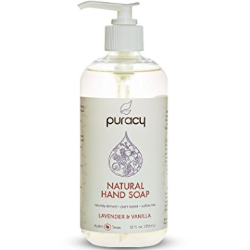 Puracy Natural Liquid Hand Soap, Sulfate-Free Hand Wash, Lavender and Vanilla, 12 Ounce Bottle