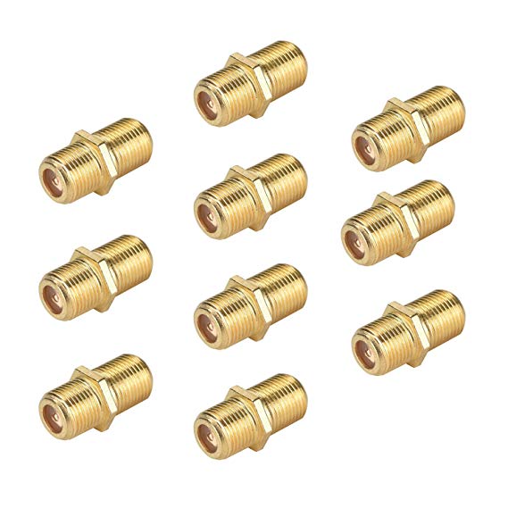 Pasow F Type RG6 Coupler Gold Plated Female to Female Barrel Coaxial Adapter (10 pcs)