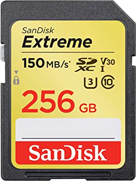 SanDisk Extreme 256 GB SDXC Memory Card, Up to 150 MB/s, Class 10, U3, V30