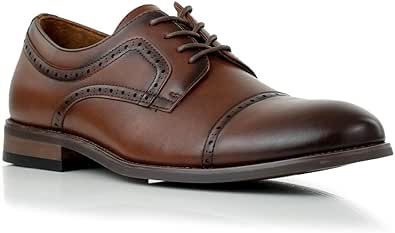 Ferro Aldo Mens Classic Cap-Toe Lace Up Derby Dress Shoes