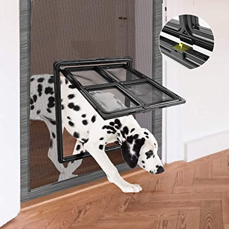 Namsan Pet Screen Door - Dog Sliding Door for Exterior Doors Magnetic Lockable Dog Screen Door, Inside Size 12 x 16 Inches
