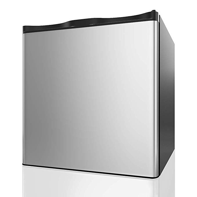 COSTWAY Compact Upright Freezer - 1.1 CU FT Capacity- Single Door Size with Reversible Stainless Steel Door - Adjustable Removable Shelves