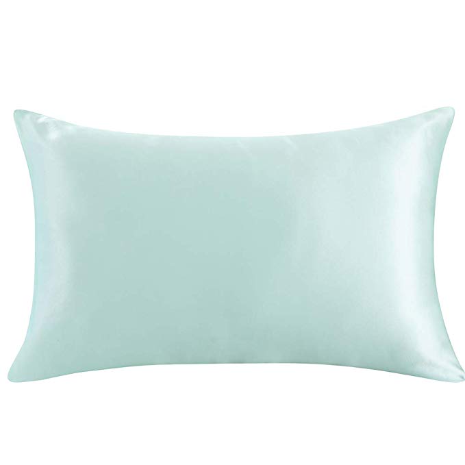 ZIMASILK 100% Mulberry Silk Pillowcase for Hair and Skin Health,with Hidden Zipper,Both Side 19 Momme Silk,1pc (Standard20''x26', Light Green)
