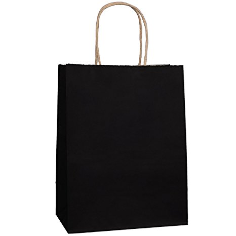 Gift Bags 8x4.75x10.5" 25Pcs BagDream Black Shopping Bags,Cub, Paper Bags, Kraft Bags, Retail Bags, Paper Bags with Handles