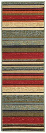 Custom Size Runner Multicolor Stripes Non-Slip (Non-Skid) Rubber Back Stair Hallway Rug by Feet 22 Inch Wide Select Your Length ((: FREE COURTESY GIFT :))