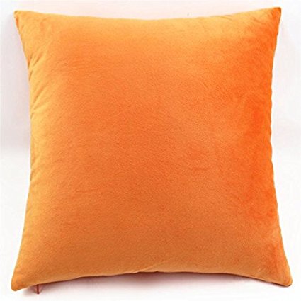 Lydealife (TM) Cotton Super Soft Short Plush Pure Solid Color Decorative Throw Pillow Cover Pillow Case Pillowcase Cushion 18" X 18" LD099 (Orange)