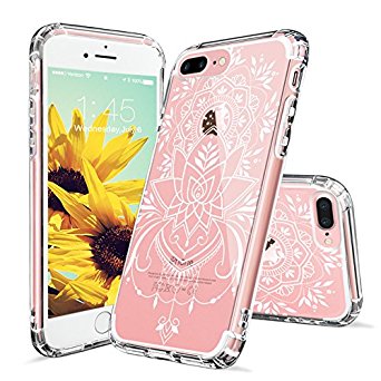 iPhone 7 Plus Case, iPhone 8 Plus Case, MOSNOVO White Henna Mandala Tattoo Pattern Clear Design Transparent Back with TPU Bumper Protective Cover for iPhone 7 Plus (2016) / iPhone 8 Plus (2017)