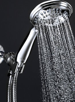 Handheld Shower Head By ShowerMaxx® with Hose and Mount Built with Chrome Finish, Comes With Extra Long and Tangle Free Stainless Steel Hose, Brass Ball Joint Mount and Free Teflon Tape!