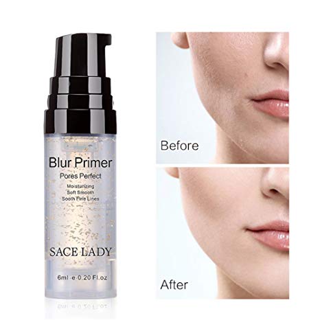 SACE LADY Makeup Foundation Face Primer, Smooth Moisturizing Pores Perfect Refining Makeup Primer for Dry Skin (6ml/0.20 Fl Oz)