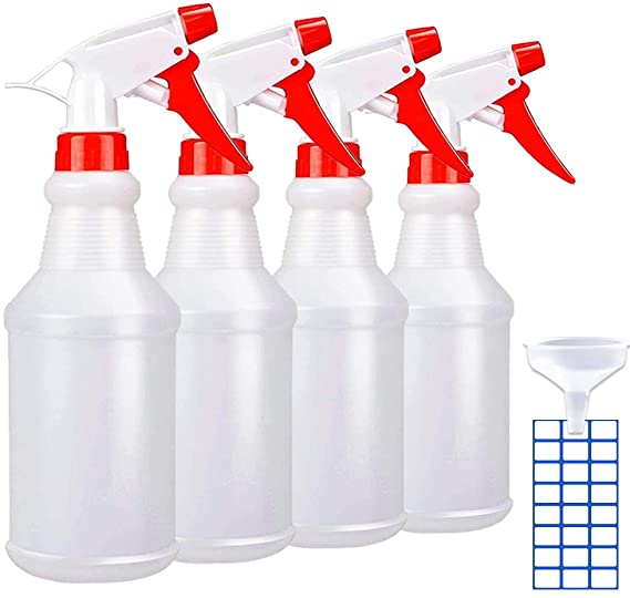 Spray Bottles for Cleaning Solutions 16oz/4Pack - Empty Spray Bottles With Durable Trigger - Adjustable Nozzle Sprayer from Fine Mist to Stream, A Good Christmas Gift for Family