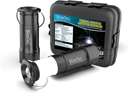 BlizeTec Camping Tactical Lantern Flashlight: Emergency Survival Creed LED Powered by 200 Lumen Output; Rainproof, Shockproof with 3 Adjustable Modes; Gift Case and Survival Hand Book Included