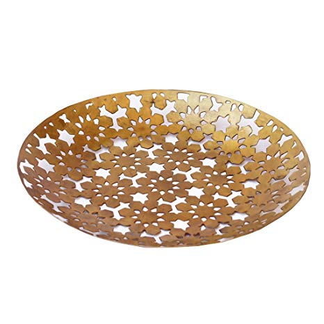 De Kulture Handcrafted Decorative Tray Round Brass Finish 9X0.8 DH (Inches) Plates (Gold)