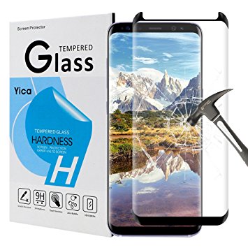 Galaxy S8 Screen Protector,Yica 9H Hardness Tempered Glass Screen Protector Ultra HD Clear Anti-Scratch Curved Edge for Samsung Galaxy S8