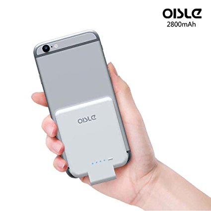 OISLE iPhone External Battery 2800mAh[2nd Generation],Ultra Thin Backup Battery(0.29inch Thickness,59g Weight), High-Speed Charging Technology Power Bank for iPhone 5(s)/6(s)/7/8 (White)