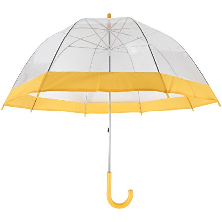 Home-X Clear Bubble Umbrella with Yellow Trim