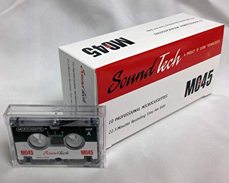 SoundTech MC45 Microcassette Tapes,  45 Minute, 22.5 Minutes per side. Total 10 Professional Microcassettes (Replacement for Sony, Olympus, Maxell Micro Cassette)