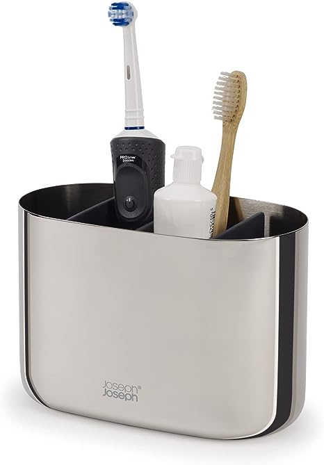 Joseph Joseph EasyStore Luxe Large Stainless-Steel Toothbrush Caddy