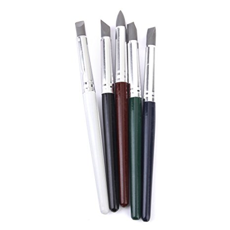 Soft Grey Tip Clay Color Shapers Sculpting Painting Tools Colorful Wooden Handle Set of 5Pcs