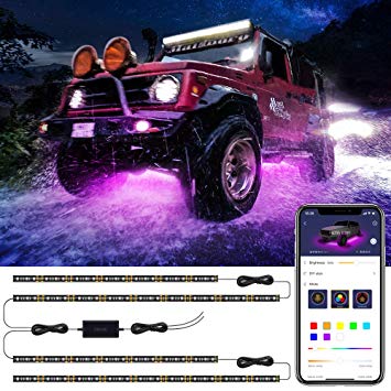 Car Underglow LED Lights, Govee Exterior Car Lights with Ultra Long 2-in-1 Design (2 x 47 inch   2 x 35 inch), App Control Under LED lights for Car with 16 Million Colors, Sync to Music, DC 12-24V