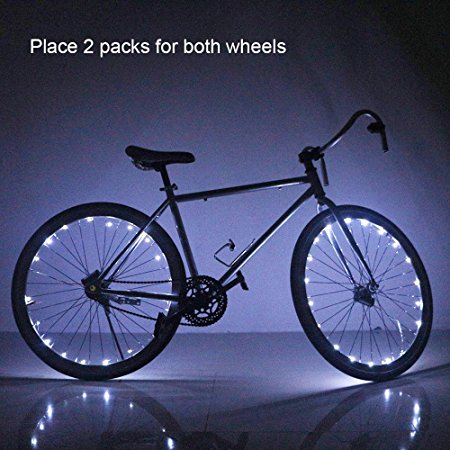 Soondar Super Bright 20-LED Bicycle Bike Rim Lights - Personalized LED Colorful Wheel Lights - Perfect for Safety and Fun - Easy to Install - Blue Green Red Pink White Multicolore ¡­