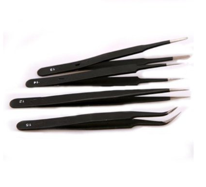 SBParts® Black Professional Nail Art Anti-static Tweezer Nipper Clipper Tool Kits-4 pcs