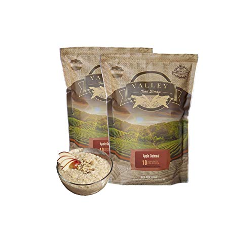 Valley Food Storage - Apple Oatmeal Freeze Dried Meal - 100% Real Natural Food Perfect for Camping, Emergency Preparedness, Travel - 2 Pack