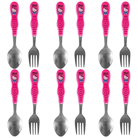 Zak! (12pc) Hello Kitty Flatware Set Kids Silverware Spoons & Forks Sanrio Tableware, 6 Sets