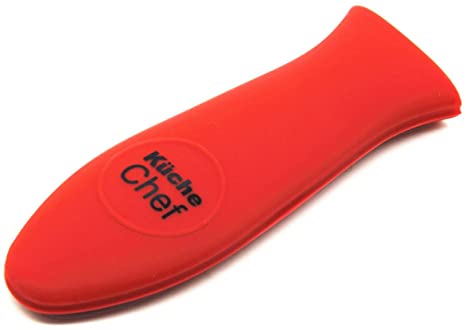 Kuche Chef Premium Large Red Silicone Hot Handle Holder for Cast Iron Skillets, Pans, Frying Pans & Griddles, Metal and Aluminum Cookware Handles