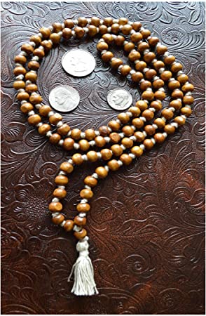 IndianStore4All 8MM TULSI HOLY Basil Prayer Beads JAPA MALA Necklace Hand Knotted. Karma (108 1) Beads. Blessed & Energized Hindu Tibetan Buddhist SUBHA Rosary