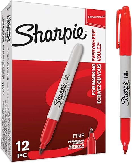 Sharpie Permanent Markers | Fine Point | Red | 12 Count