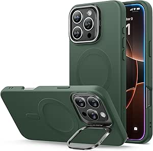 ESR for iPhone 16 Pro Max Case, Silicone Case with Stand, Camera Control Compatible with MagSafe, Built-in Camera Stash Stand, Magnetic Phone Case for iPhone 16 Pro Max, Green