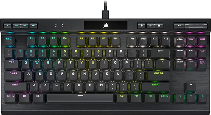 Corsair K70 RGB TKL CHAMPION SERIES Tenkeyless Optical-Mechanical Gaming Keyboard (OPX RGB Optical-Mechanical Keyswitches, PBT Double-Shot Keycaps, Detachable USB-C Cable) QWERTY, NA Layout - Black