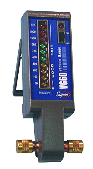 Supco VG60 Electronic Vacuum Gauge, 50 to 5,000 micron, LED Display