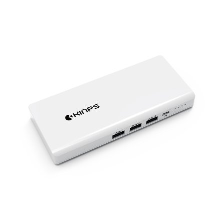 External Battery, Kinps 3-Smart-USB High Capacity 20000mAh Fast Portable Charger External Battery with Smart Technology for Apple Watch, iPhone 6 Plus 5S 5C 5 4S, iPad , iPod, Samsung devices, Nexus, HTC, Motorola, game consoles, MP3/MP4 players, more Phones and Tablets and More(White)