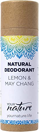 Natural Deodorant Stick, Plastic Free, Aluminium Free, Cruelty Free, Eco Friendly, Handmade in the UK for Women & Men (Lemon & May Chang)