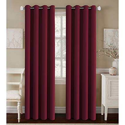 H.VERSAILTEX Premium Blackout Thermal Insulated Room Darkening Curtains for Bedroom/Living Room - Classic Grommet Top (2 Panels,Burgundy, 52 by 84 - Inch)