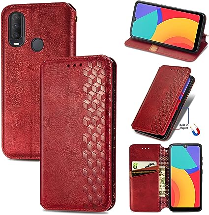 DAMONDY for Jitterbug Smart 3 Case,Lively Smart Wallet Case, Folio Flip Magnetic PU Leather Cover with Kickstand and Credit Slots for Jitterbug Smart 3 -Red