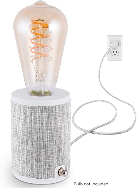 Enbrighten, Gray, Anywhere Lamp, 6 Ft Braided Cord, Flat Plug, Tabletop or Wall Mount, Designer Fabric Base, Bulb Not Included, 46177