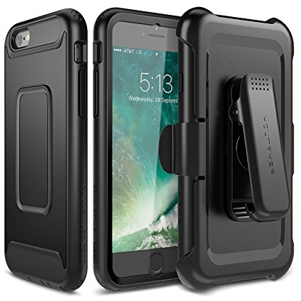 iPhone 6S Plus Case, YOUMAKER Full-body Rugged Belt Clip Holster Case with Built-in Screen Protector for Apple iPhone 6S Plus (2015) 5.5 inch / iPhone 6 Plus (2014) - Black/Black