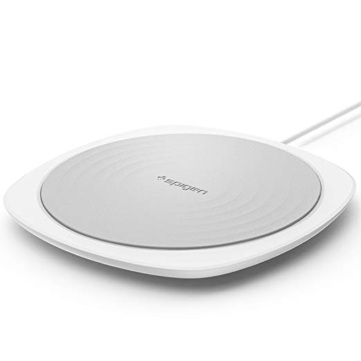 Spigen Essential F305W [Ultra-Slim 0.45cm] [IP67 Waterproof] Fast Wireless Charger [iPhone 7.5W / Androids 10W] Fast Wireless Charging Station for iPhone, Galaxy, Huawei, and More - White