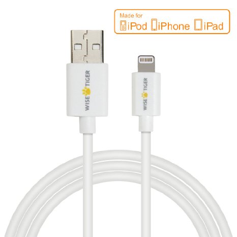 [Apple MFI Certified] WISETIGER® 5ft/1.5 Meters Lightning to USB Charger Cable（8-Pin) and Sync Data Cable for iPhone 6s 6 Plus 6 5s 5c 5 4, iPad Air 2 iPad Air Mini 3 Mini 2 Mini 4th, iPod touch 5th and iPod nano 7th - Compatible with iOS 8 (1 cable)