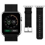 Apple Watch Band JETech 42mm Genuine Leather Strap Wrist Band Replacement w Metal Clasp for Apple Watch All Models 42mm Leather - Black